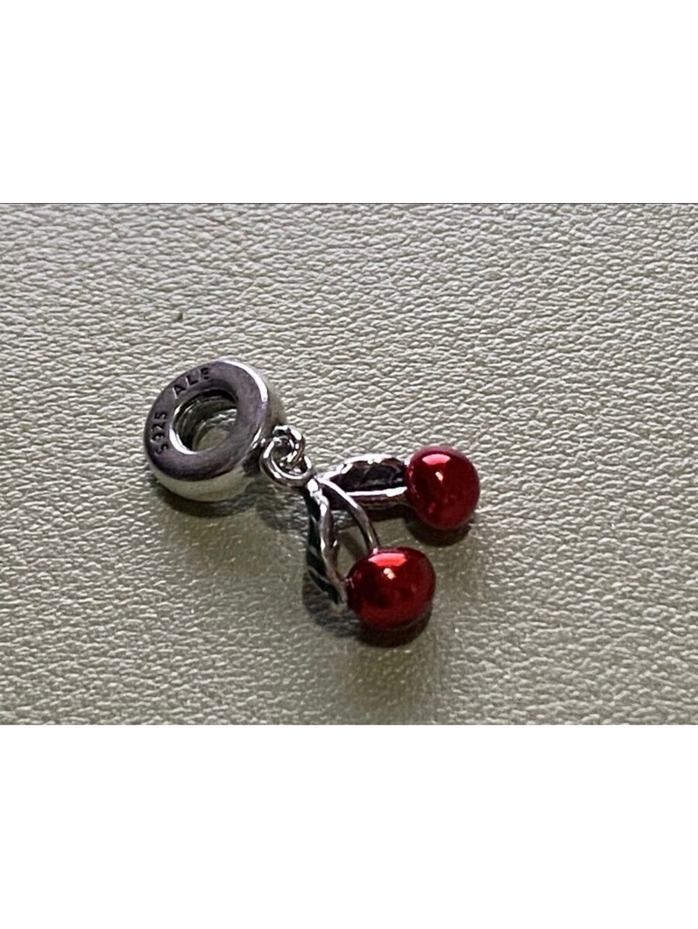 PANDORA 925 Sterling Silver Asymmetrical Red Cherry Fruit Charm new